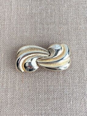Douglas Paquette Belt Buckle Gold Tone Swirl Bow 2-Piece 1980s Vintage Signed